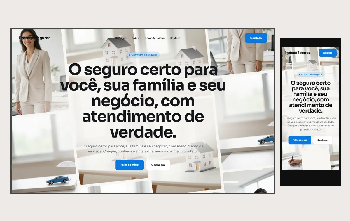 Site de corretor de seguros no modelo Fluxo Brisa