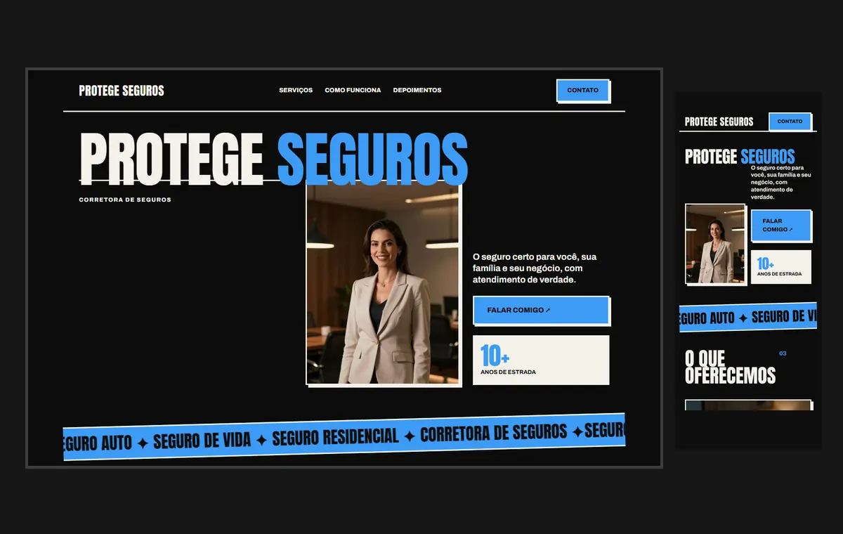 Site de corretor de seguros no modelo Impacto Eclipse