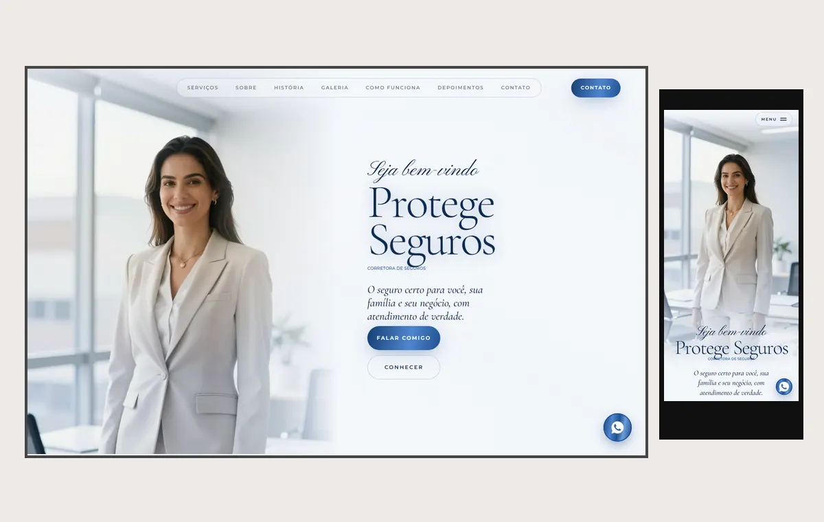 Site de corretor de seguros no modelo Luxo Dia