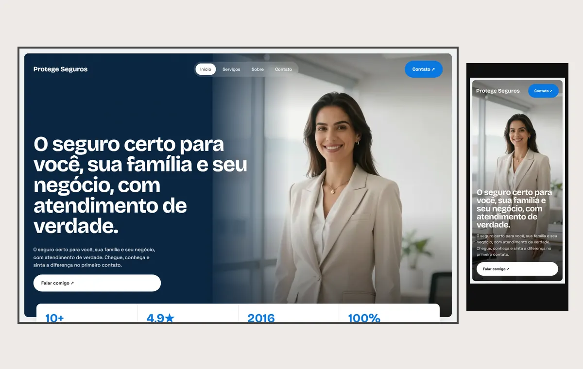 Site de corretor de seguros no modelo Panorama Céu