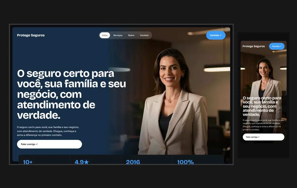 Site de corretor de seguros no modelo Panorama Lua