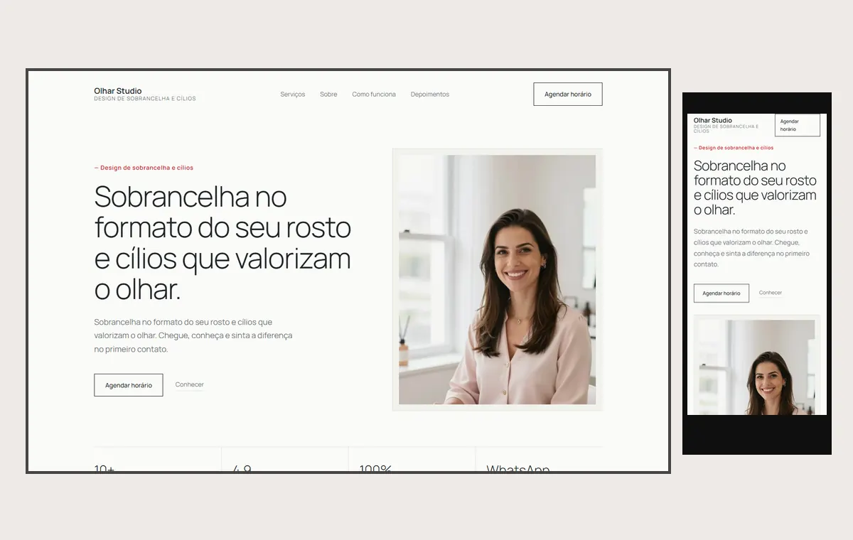 Site de sobrancelha e cílios no modelo Clean Nuvem