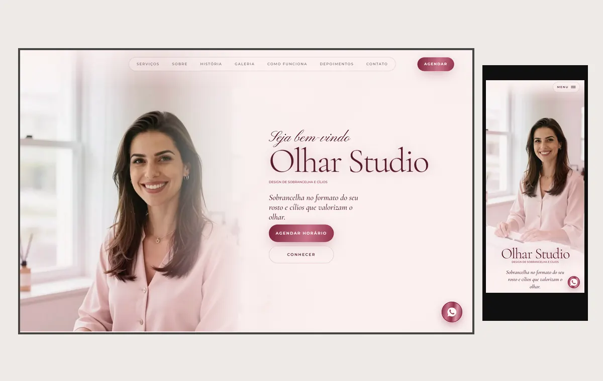 Site de sobrancelha e cílios no modelo Luxo Dia