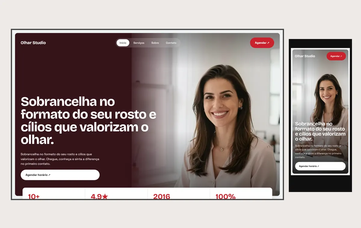 Site de sobrancelha e cílios no modelo Panorama Céu