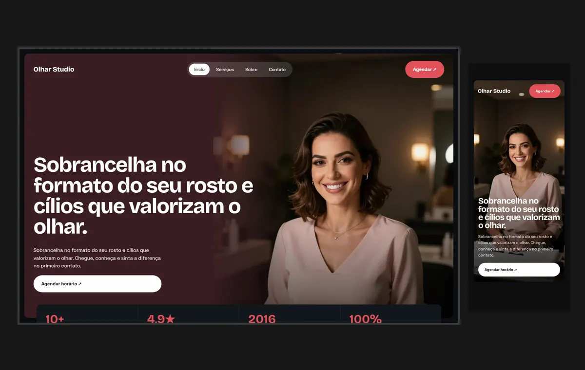 Site de sobrancelha e cílios no modelo Panorama Lua