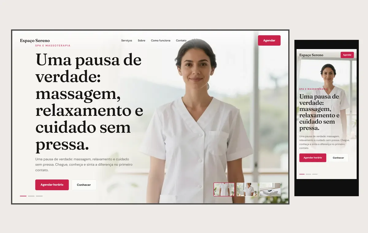 Site de spa e massagem no modelo Cinema Luz