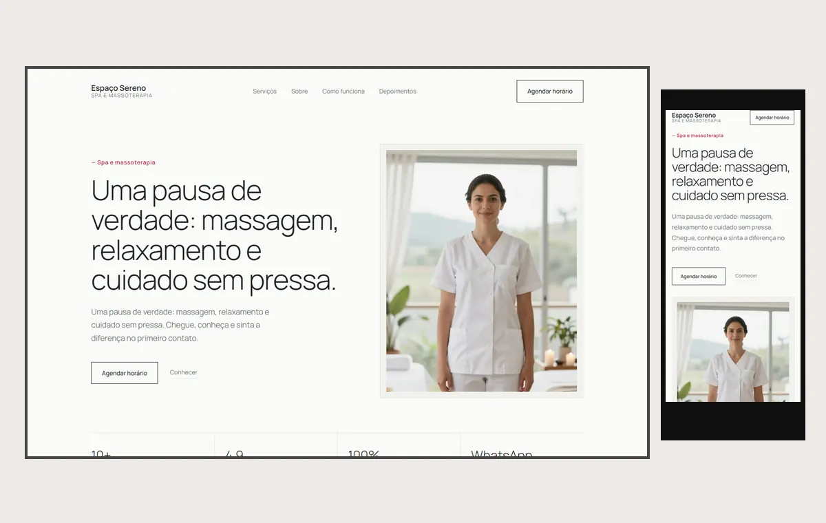 Site de spa e massagem no modelo Clean Nuvem
