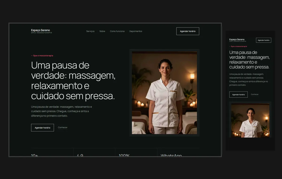 Site de spa e massagem no modelo Clean Grafite