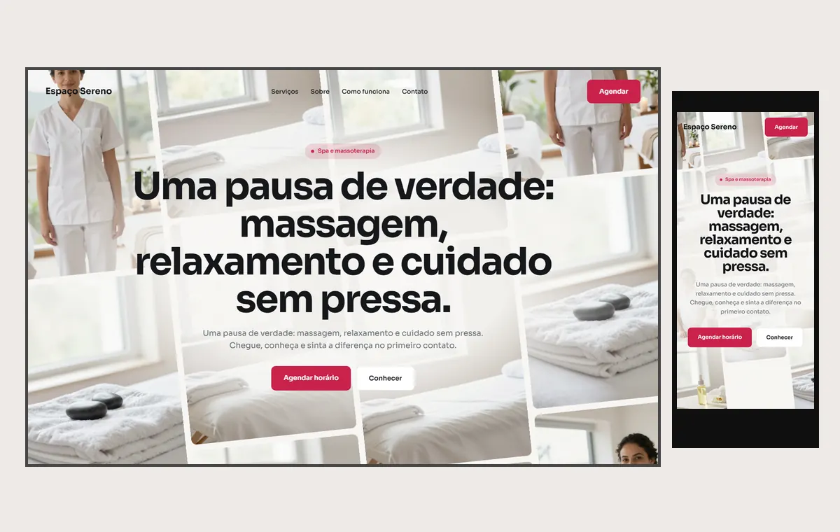 Site de spa e massagem no modelo Fluxo Brisa