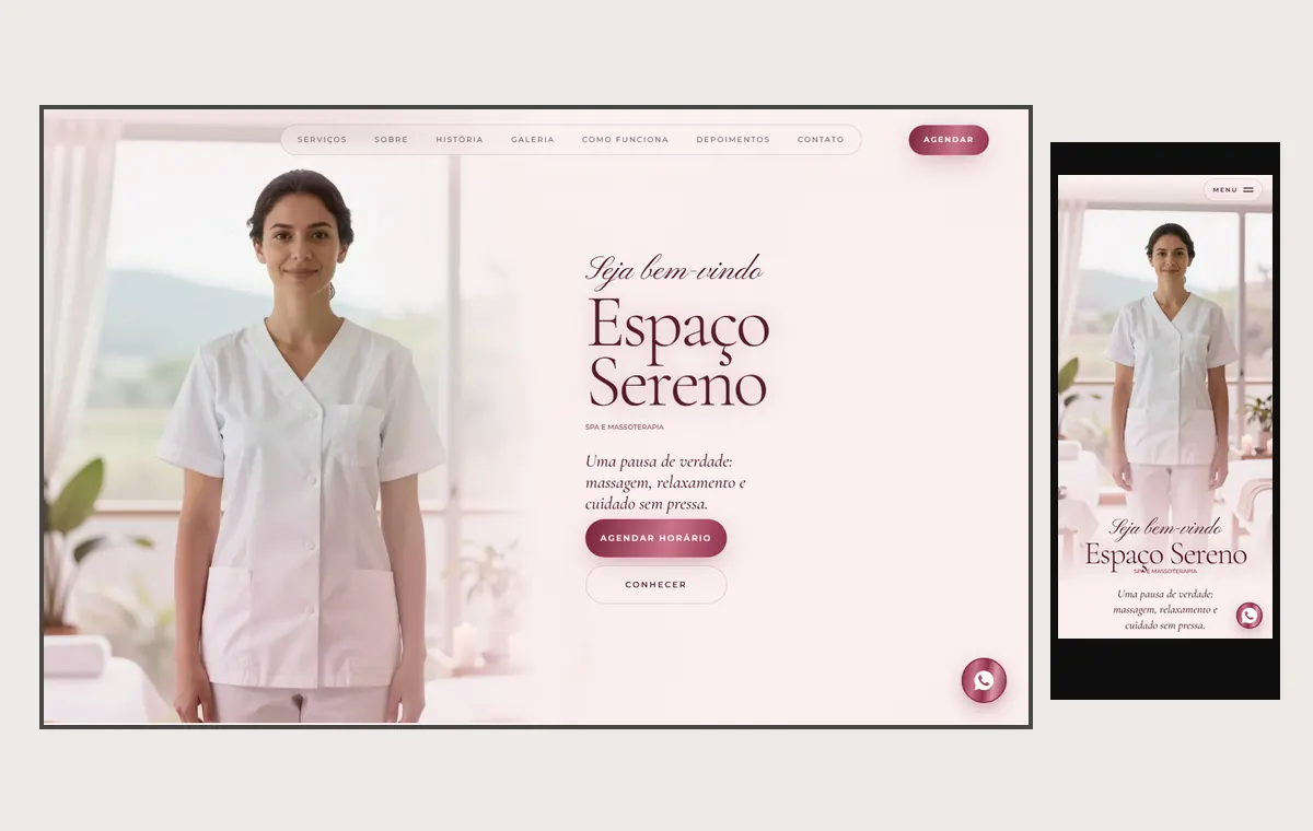 Site de spa e massagem no modelo Luxo Dia