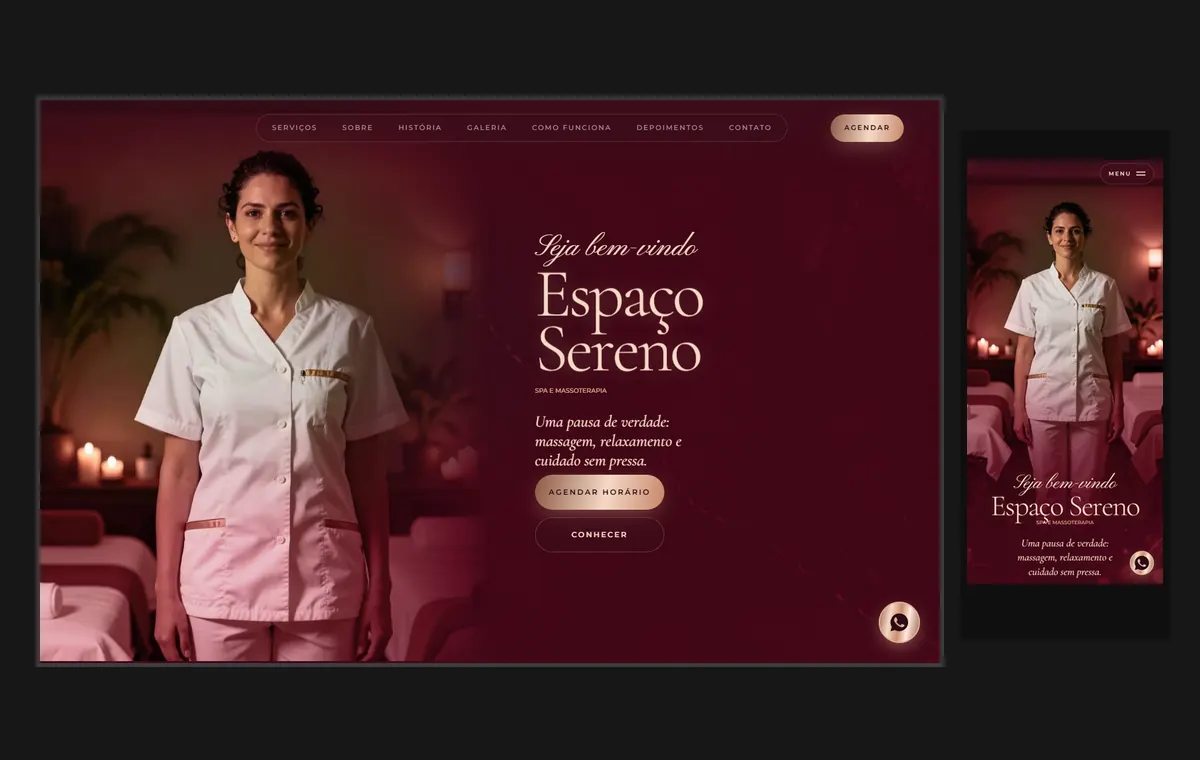 Site de spa e massagem no modelo Luxo Noite