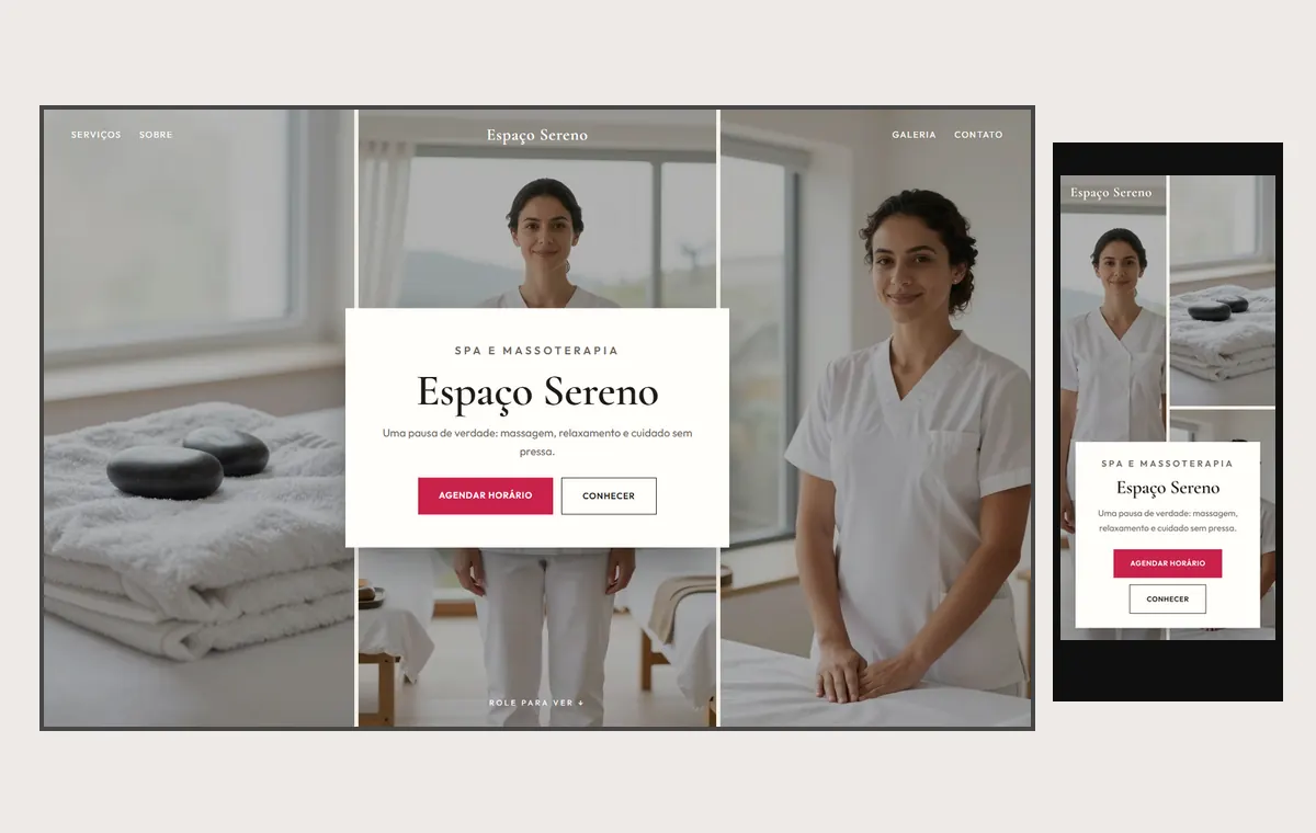 Site de spa e massagem no modelo Mosaico Areia