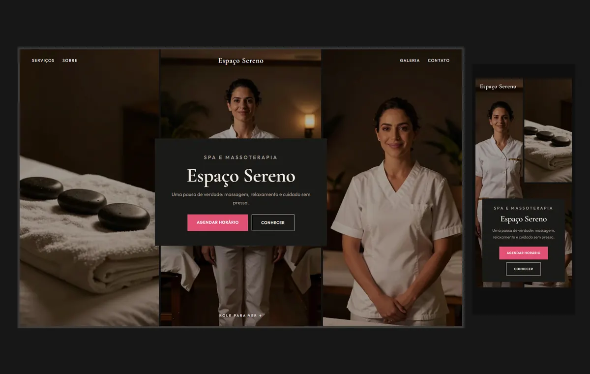 Site de spa e massagem no modelo Mosaico Carvão