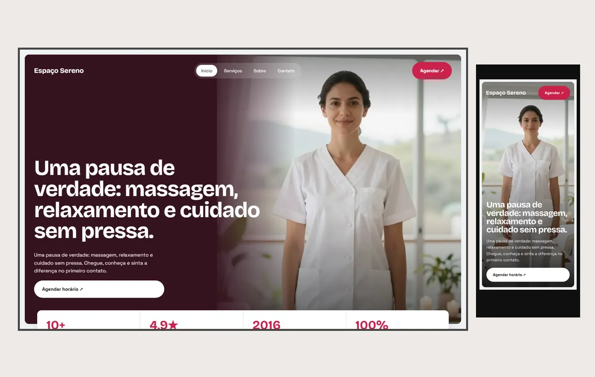Site de spa e massagem no modelo Panorama Céu