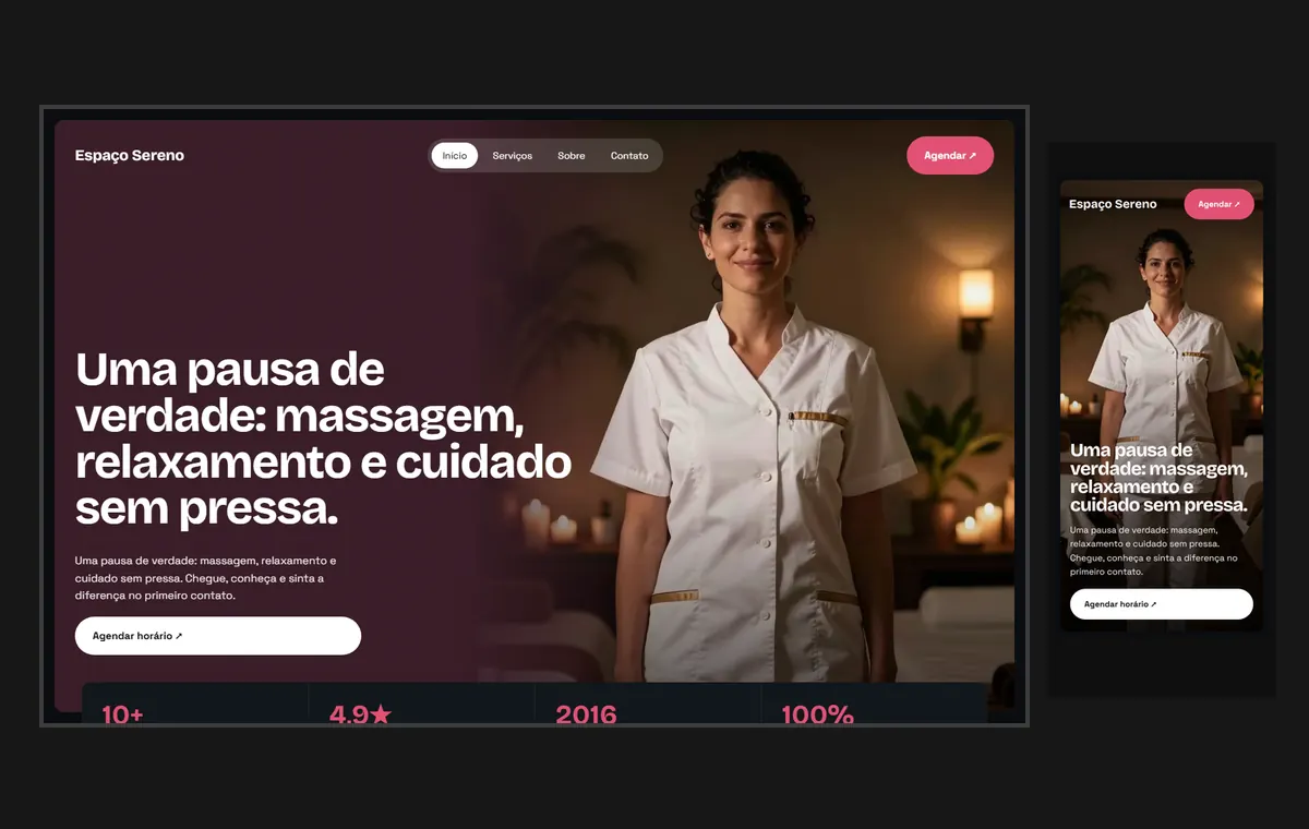 Site de spa e massagem no modelo Panorama Lua