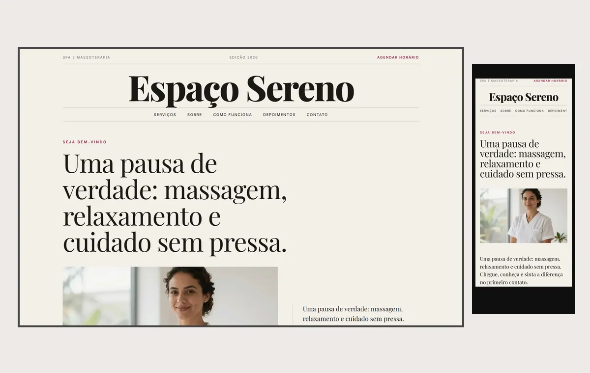 Site de spa e massagem no modelo Revista Linho