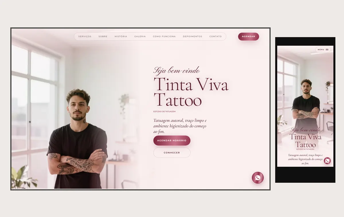 Site de tatuagem e piercing no modelo Luxo Dia