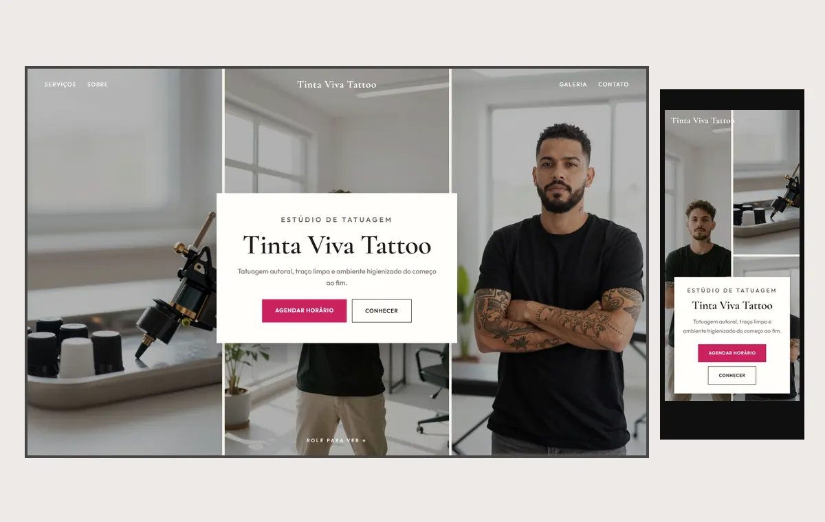 Site de tatuagem e piercing no modelo Mosaico Areia