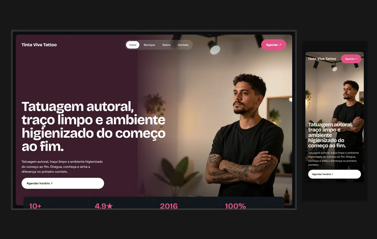 Site de tatuagem e piercing no modelo Panorama Lua