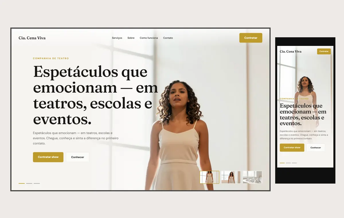 Site de teatro no modelo Cinema Luz
