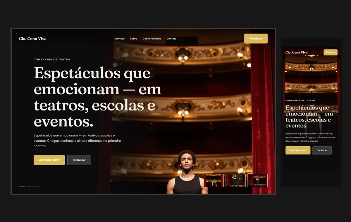 Site de teatro no modelo Cinema Noite