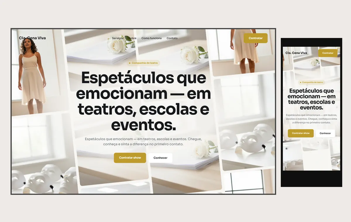 Site de teatro no modelo Fluxo Brisa