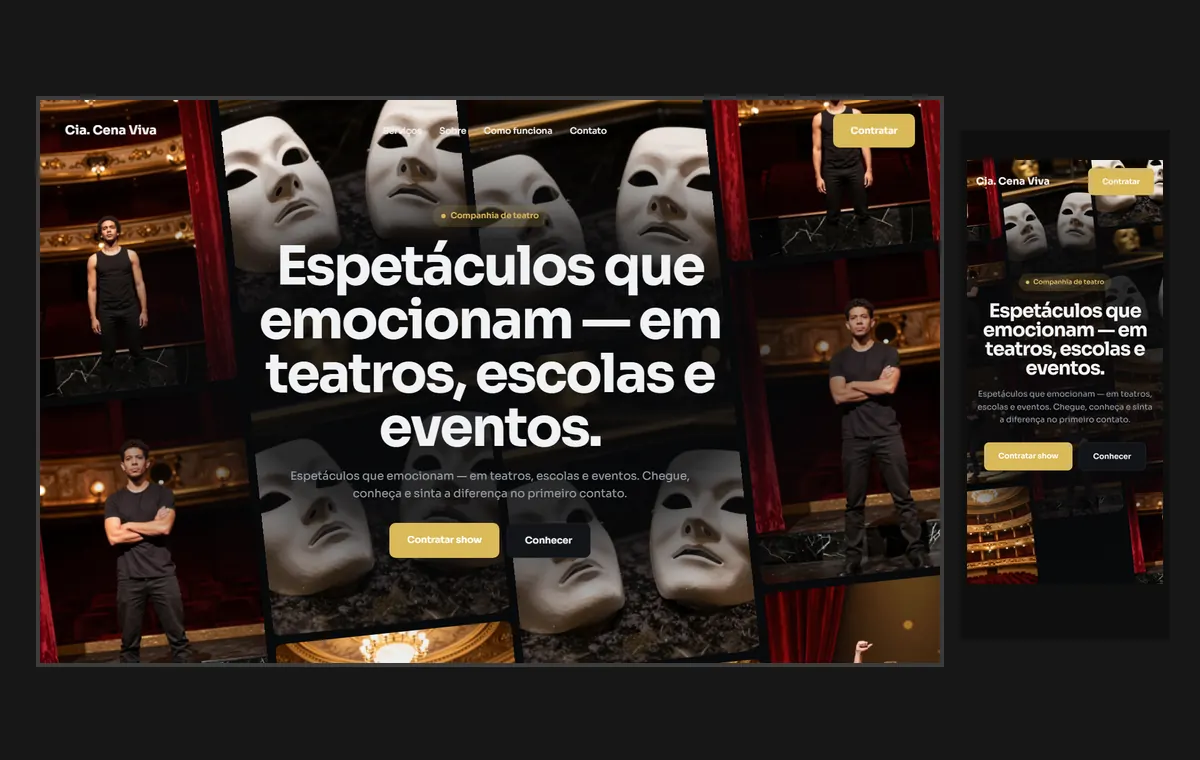 Site de teatro no modelo Fluxo Noite