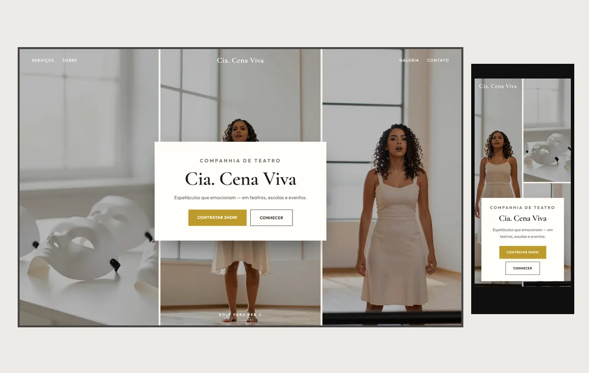 Site de teatro no modelo Mosaico Areia