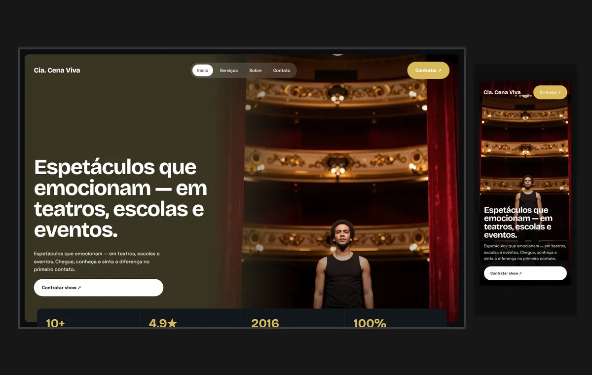 Site de teatro no modelo Panorama Lua