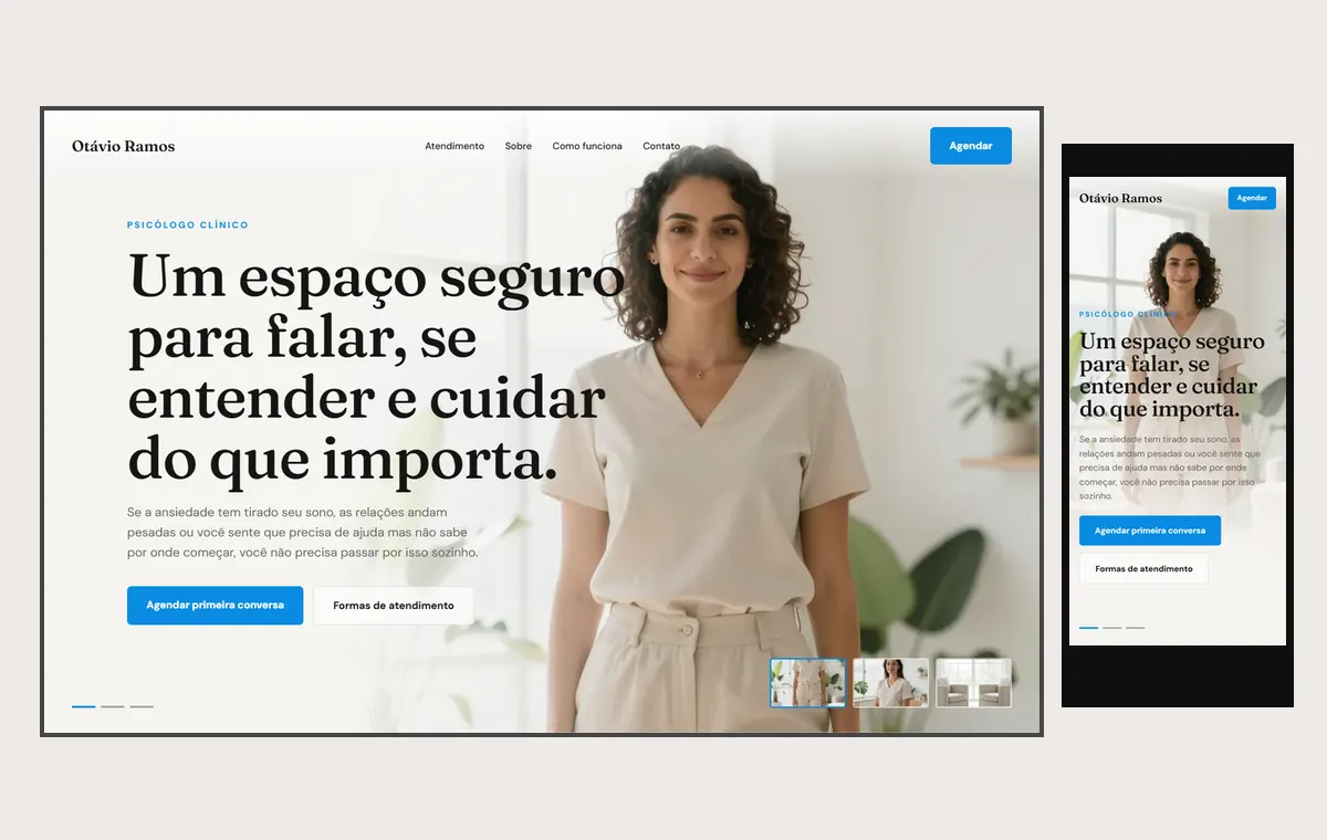 Site de terapia no modelo Cinema Luz