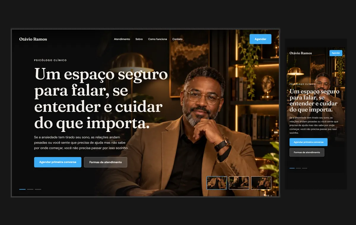 Site de terapia no modelo Cinema Noite