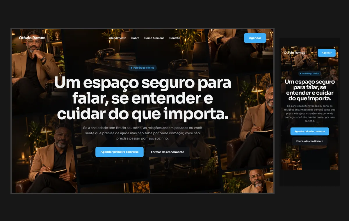 Site de terapia no modelo Fluxo Noite
