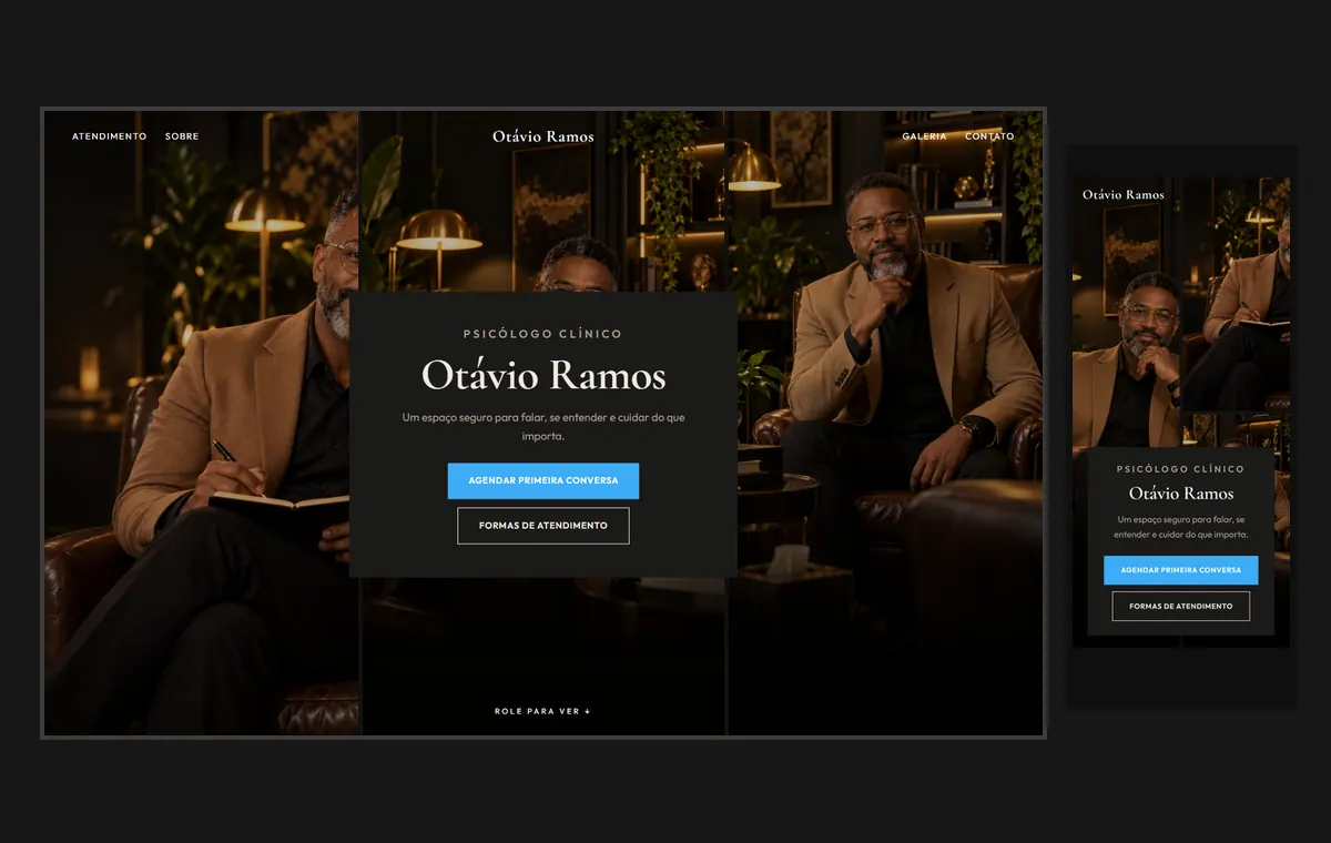 Site de terapia no modelo Mosaico Carvão