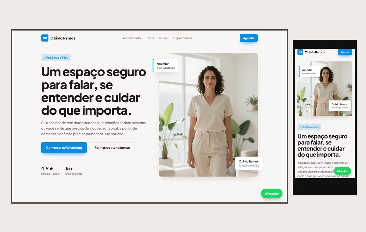 Site de terapia no modelo Vitrine Aurora