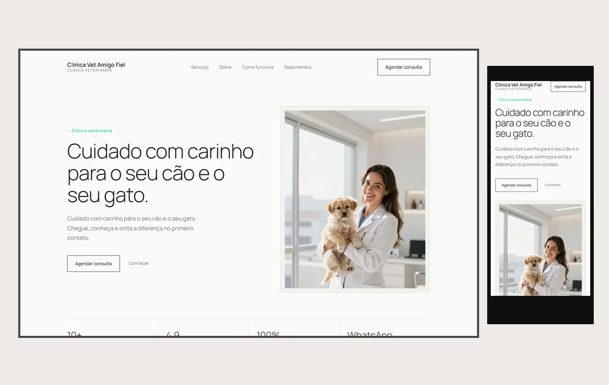 Site de veterinário e pet no modelo Clean Nuvem