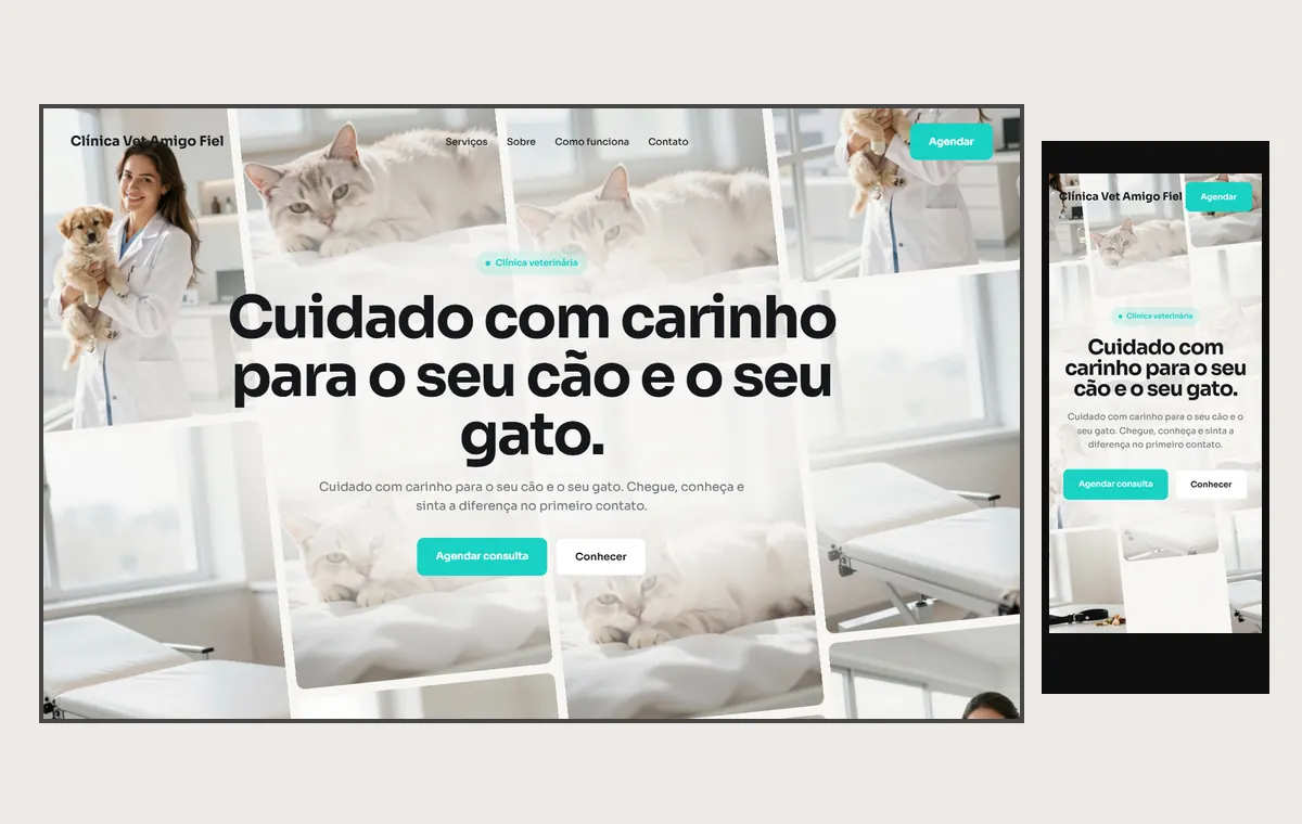 Site de veterinário e pet no modelo Fluxo Brisa