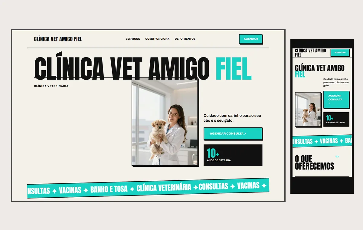 Site de veterinário e pet no modelo Impacto Sol