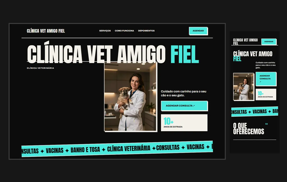 Site de veterinário e pet no modelo Impacto Eclipse