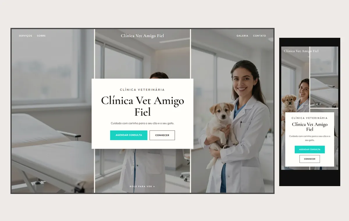 Site de veterinário e pet no modelo Mosaico Areia