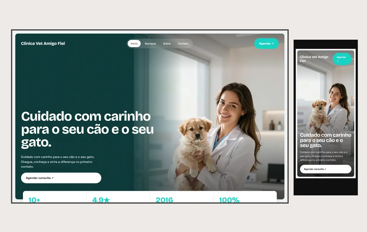 Site de veterinário e pet no modelo Panorama Céu