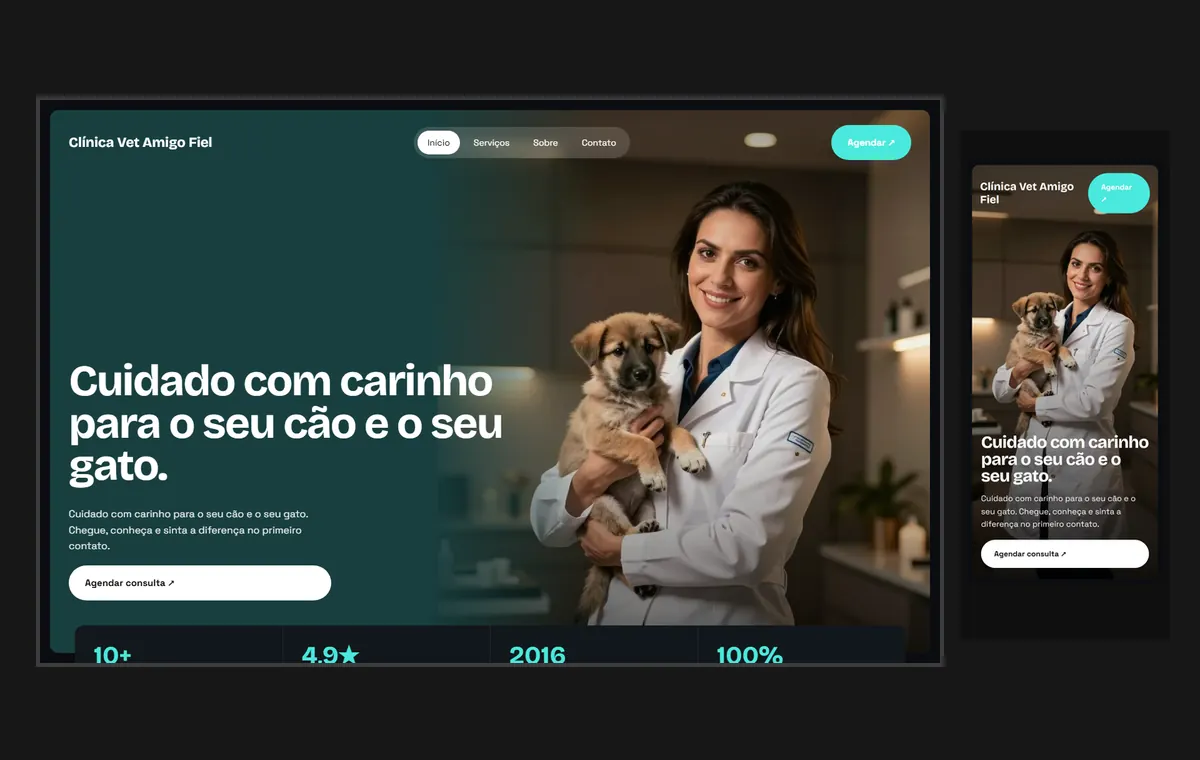 Site de veterinário e pet no modelo Panorama Lua
