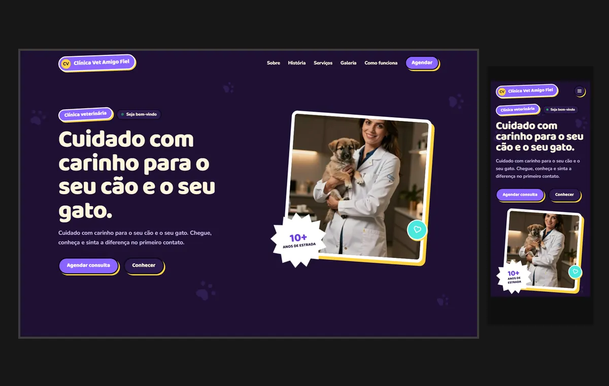 Site de escola de idiomas no modelo Patas Noite