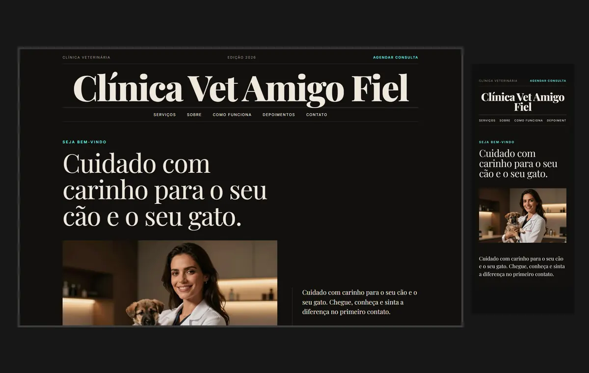 Site de veterinário e pet no modelo Revista Ébano