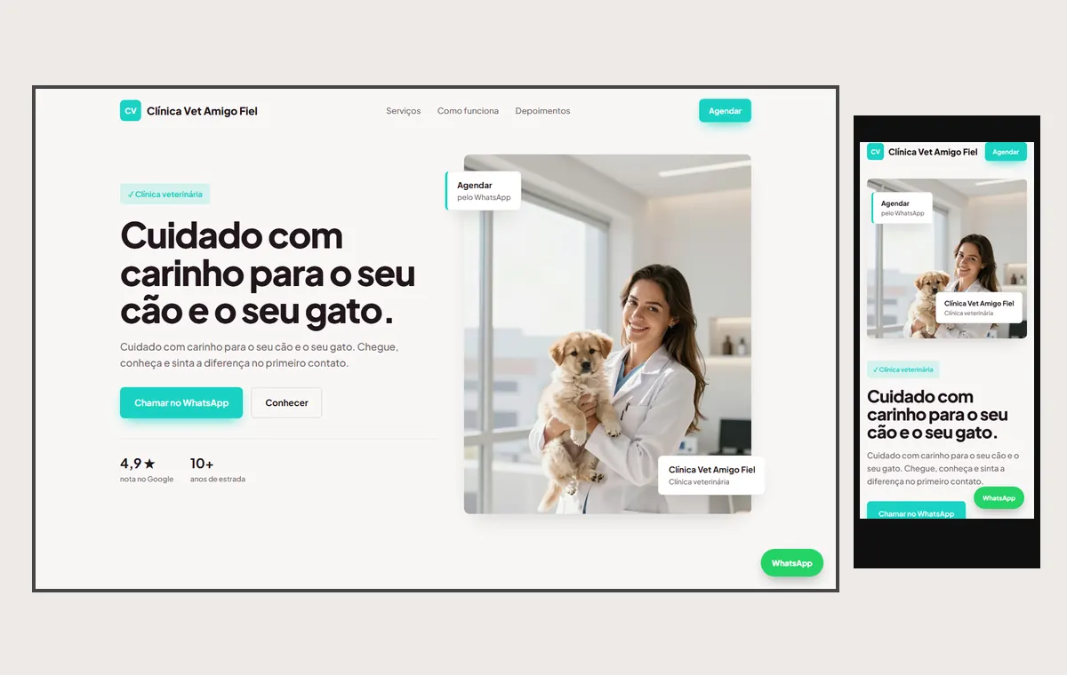Site de veterinário e pet no modelo Vitrine Aurora