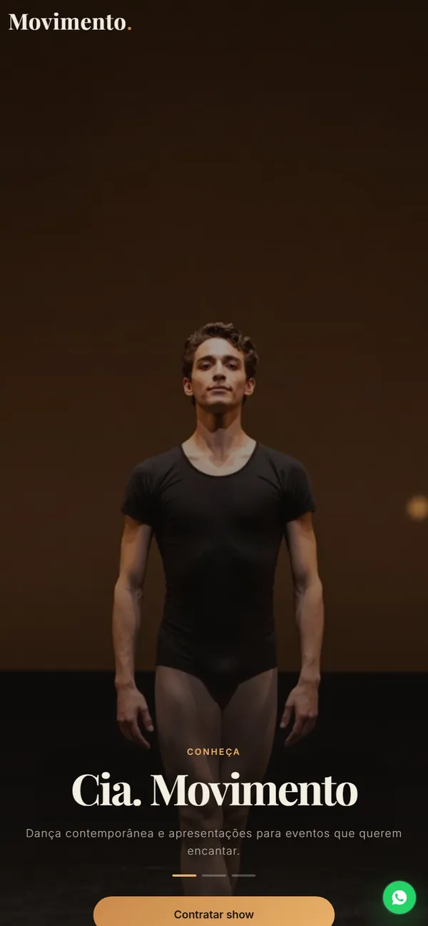 O site AcheMe de dança (artista) no celular