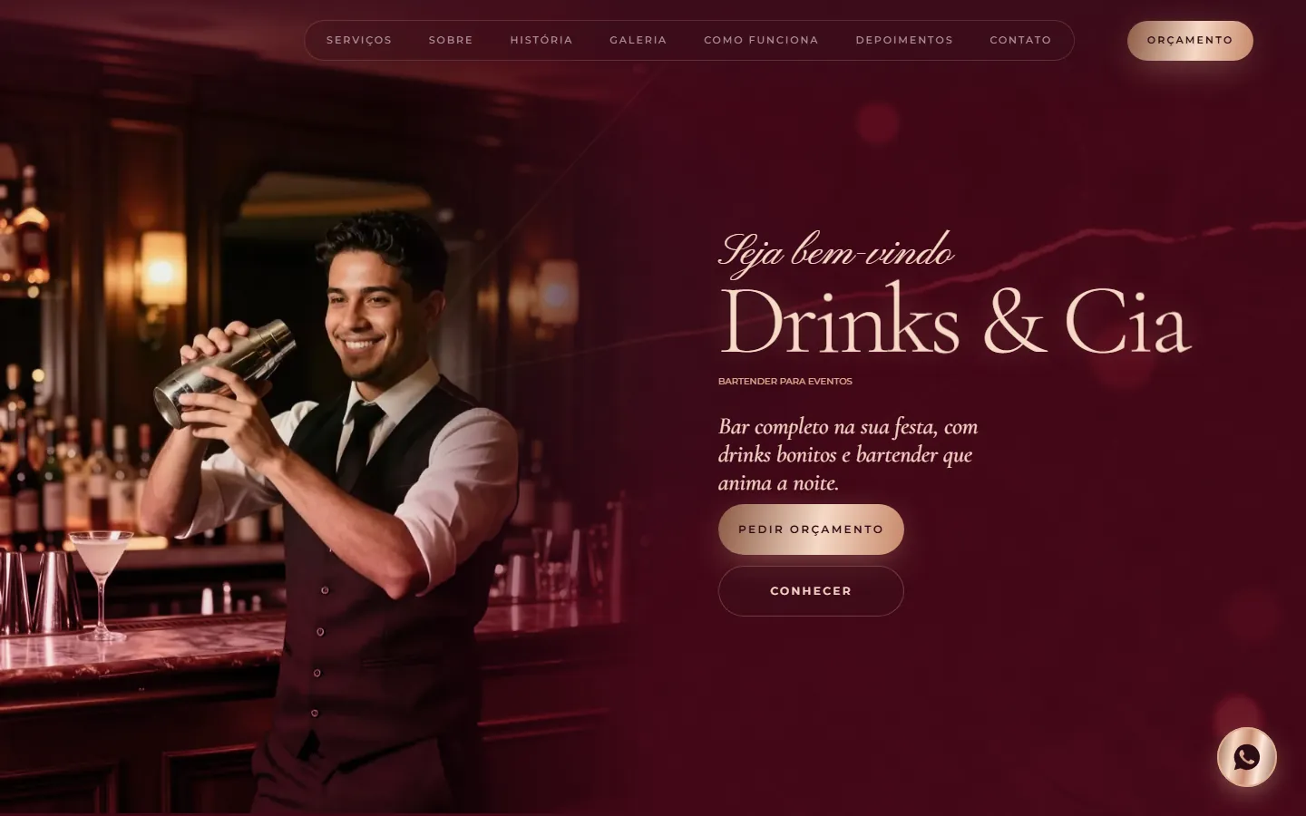 O site AcheMe de bartender e drinks no computador