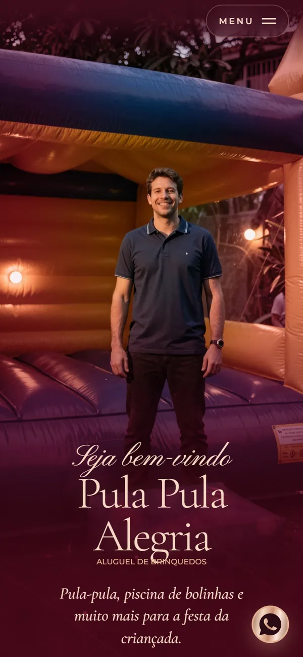 O site AcheMe de aluguel de brinquedos no celular