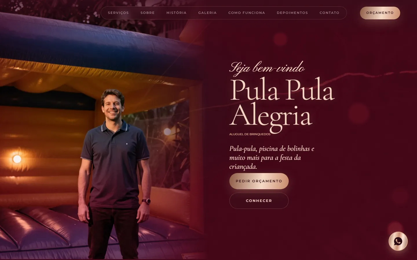 O site AcheMe de aluguel de brinquedos no computador