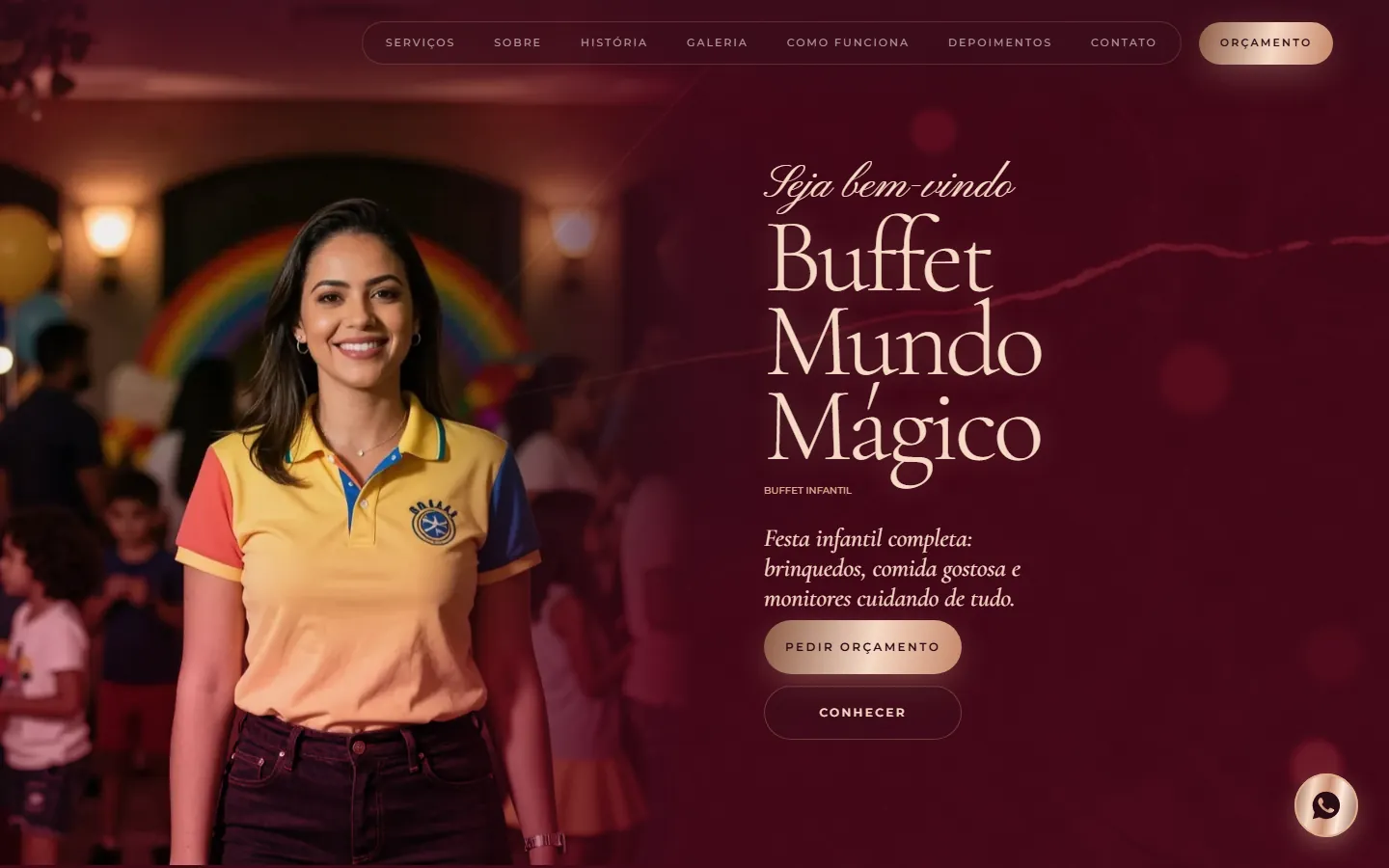 O site AcheMe de buffet infantil no computador