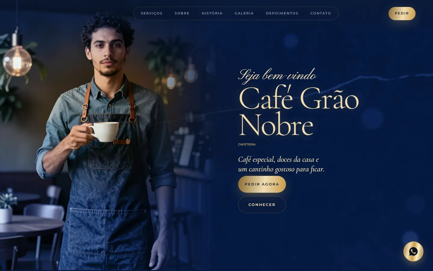 O site AcheMe de cafeteria no computador